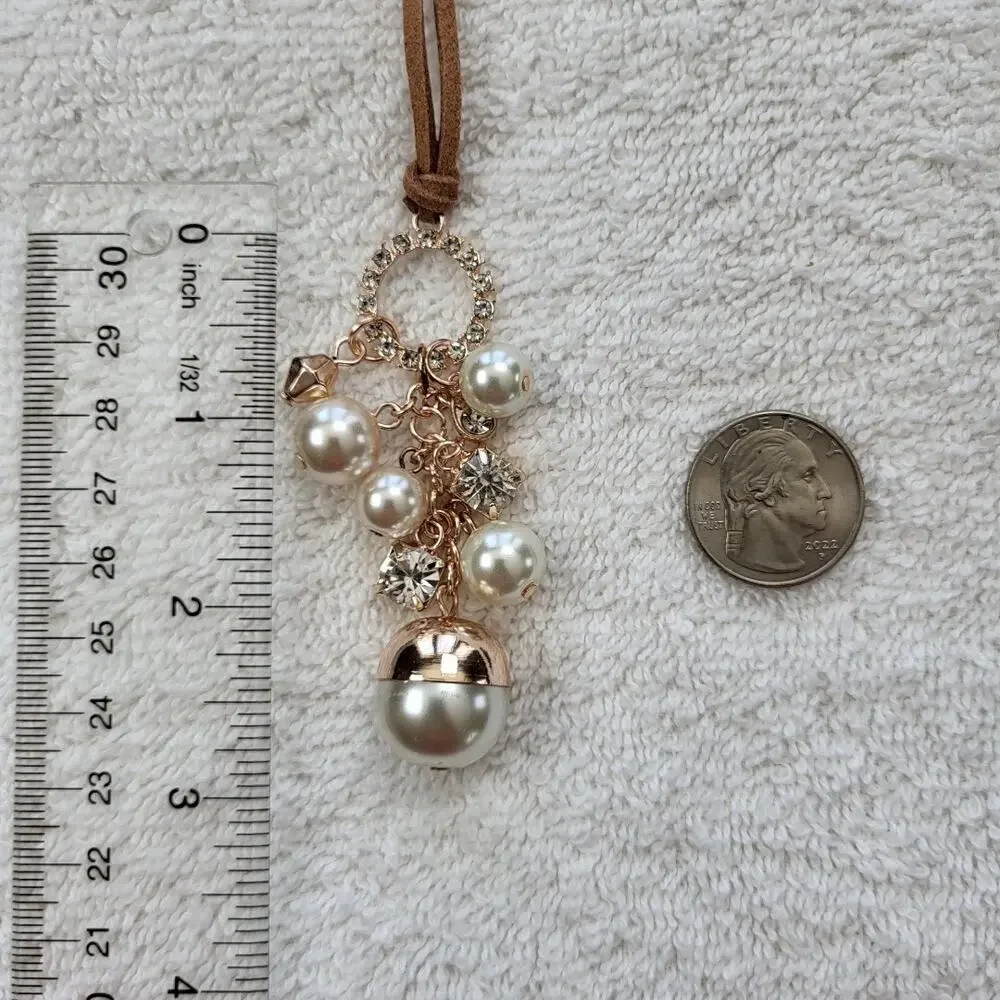 Cato Corded Pearl Cluster Necklace & Earring Set – Rose Gold Tone